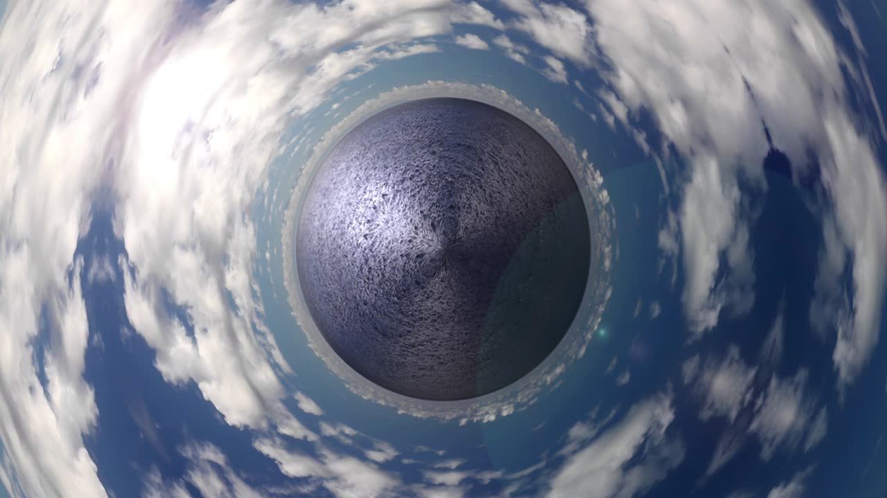 전망 구부리는 파란 행성