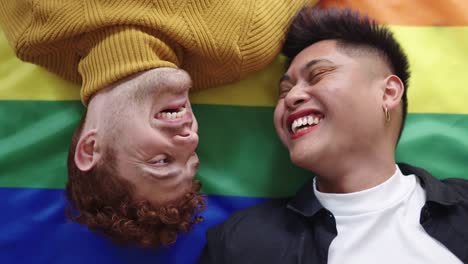 happy gay couple celebrating pride