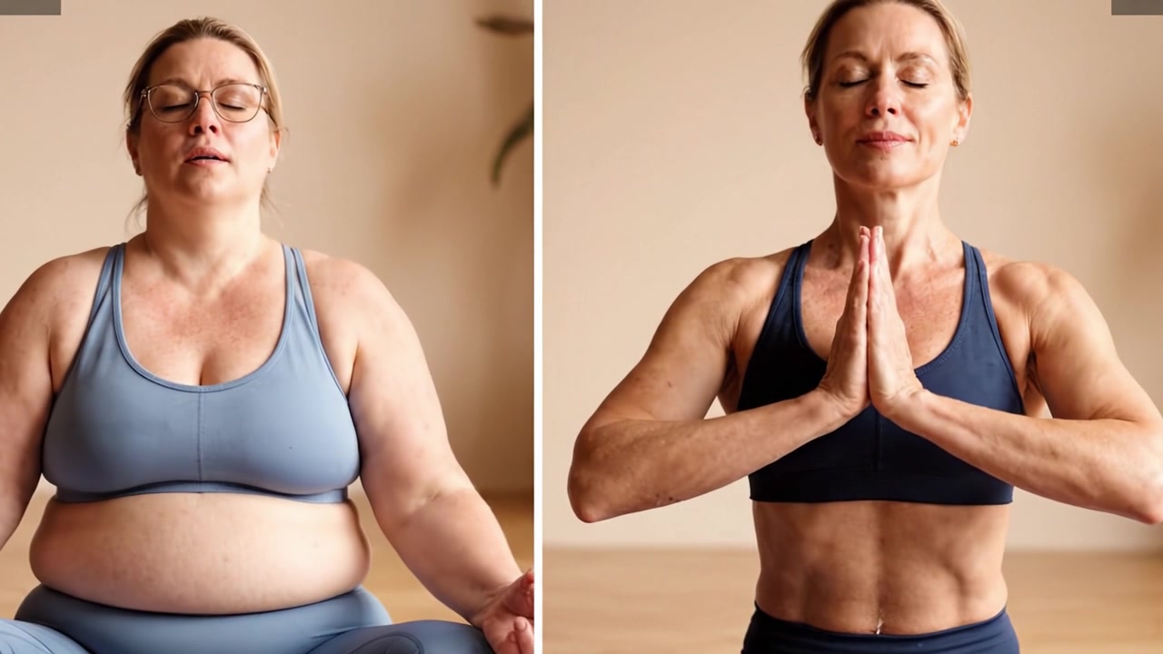 Un viaggio di trasformazione: testimonia il progresso potenziante di una donna che abbraccia il benessere e la scoperta di sé attraverso pratiche di consapevolezza e yoga