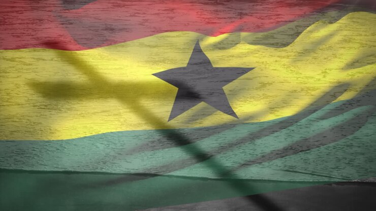 Animation von christlichem Kreuz und Flagge von Ghana