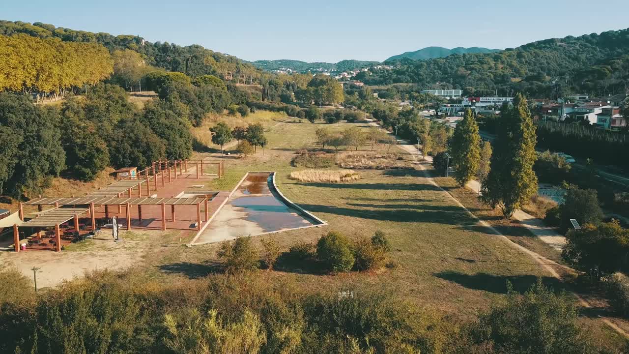 september colors garden in Arenys de Munt on bird's eye view