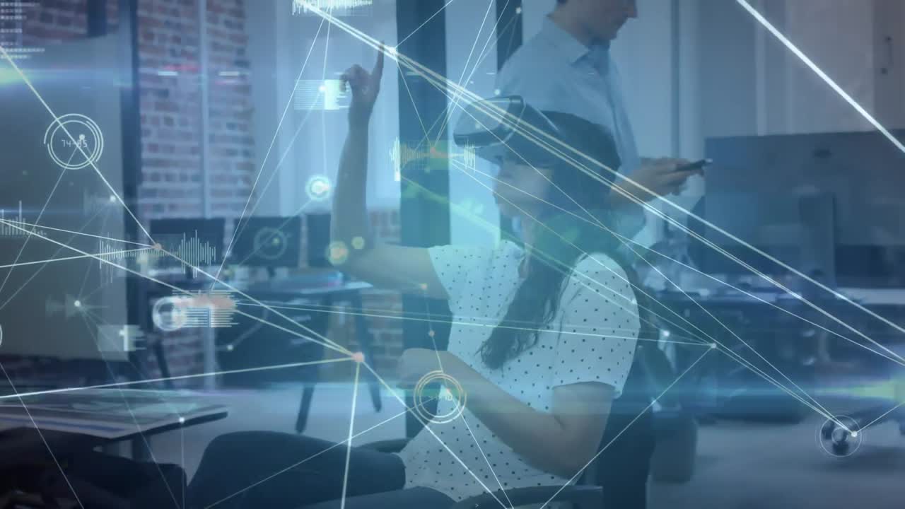 animación de la red de conexiones sobre personas de negocios en la oficina