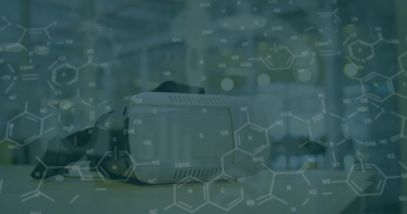 Animation of chemical formulas over vr headset