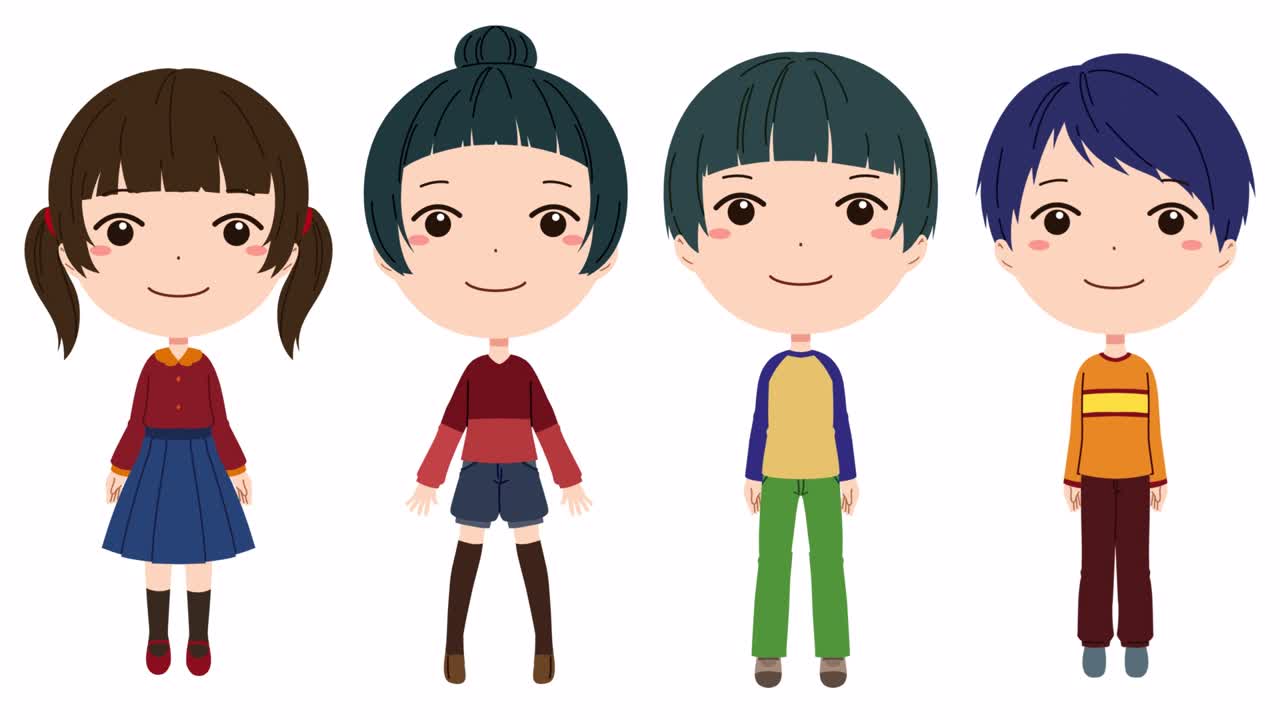 animación de una chica sonriente y un chico sincronizando los labios