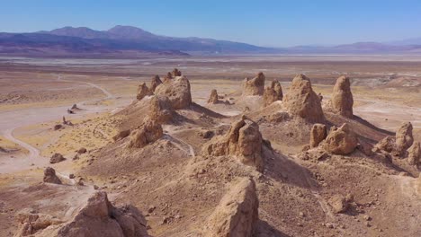 beautiful aerial over the trona pinnacles rock formations in the mojave desert near death valley 5