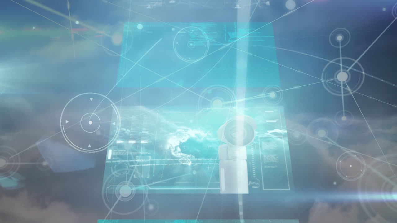 화면과 연결 네트워크에서 데이터 처리의 애니메이션