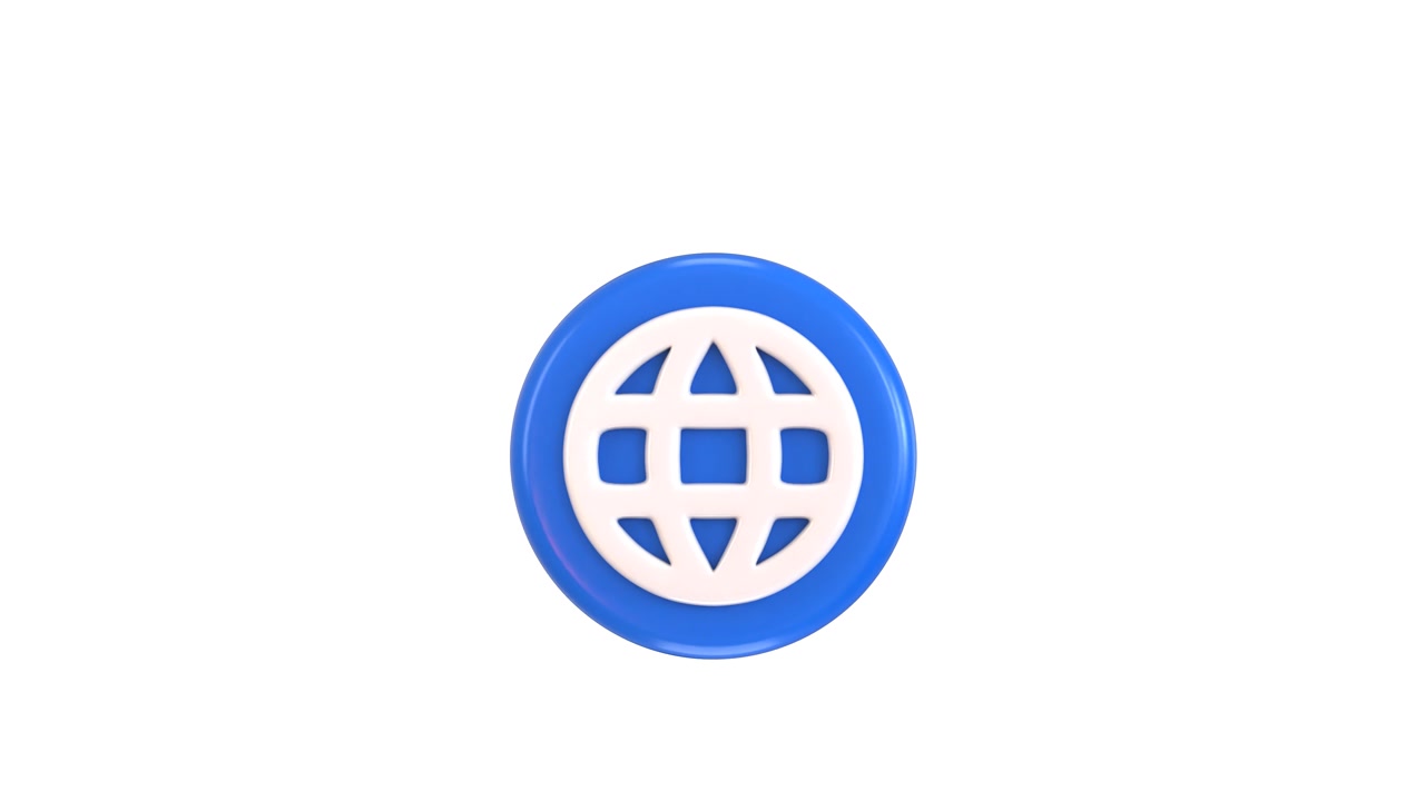 3D Animated Globe Icon Rotating on White Background