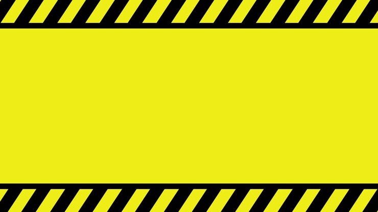 Yellow Caution Warning Background with Striped Borders