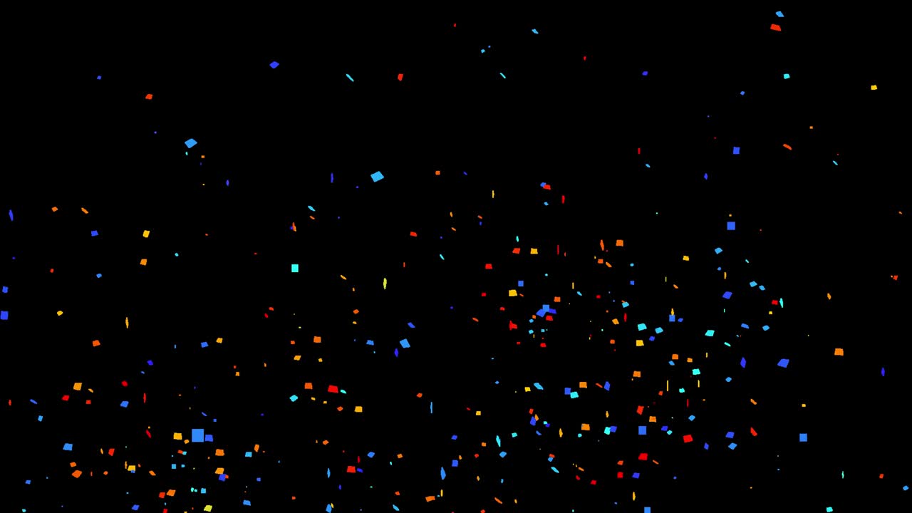 알파 매트 채널 배경으로 열 개의 다채로운 콘페티 폭발.