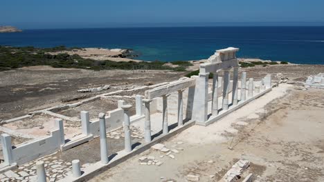 aerial views from over the ancient greek ruins on the island of despotiko
