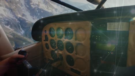 red brillante de conexiones contra la sección media del piloto que vuela un avión privado