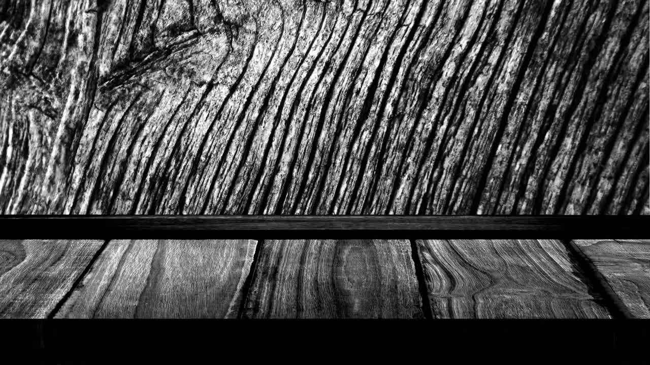 Animazione di assi di legno e motivo a venature del legno mutevoli, in bianco e nero
