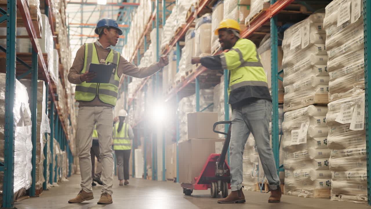 Warehouse workers managing inventory and logistics