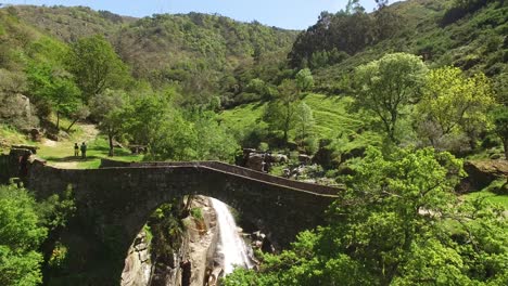 Bridge-Over-Waterfall-Aerial-View