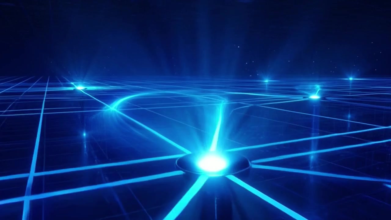 Abstract Digital Network Grid with Glowing Data Nodes