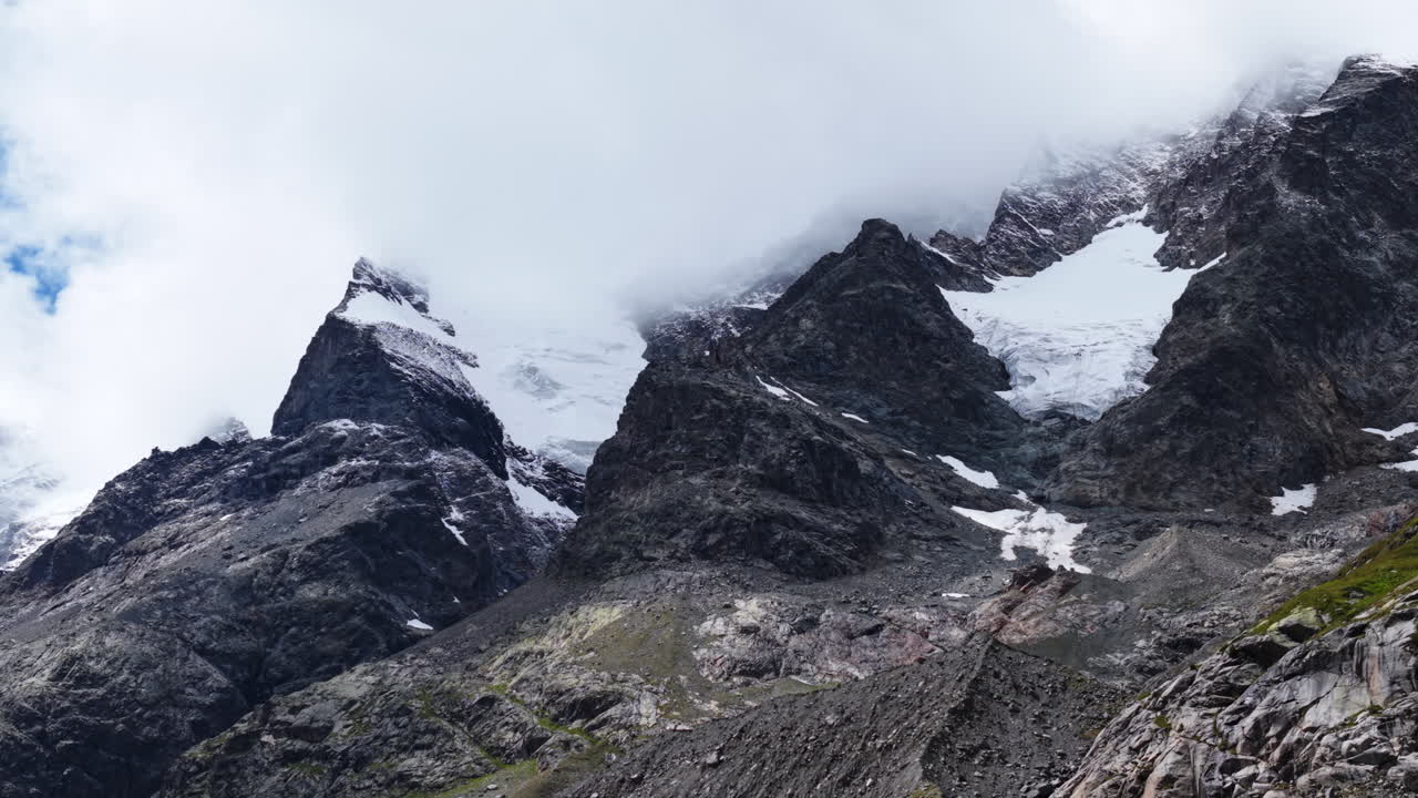 Snowy Swiss Alps peaks in Morteratsch, serene and majestic landscape