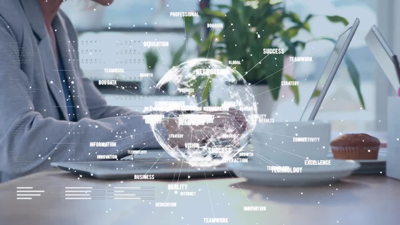 데이터 및 연결 네트워크와 함께 회전하는 지구