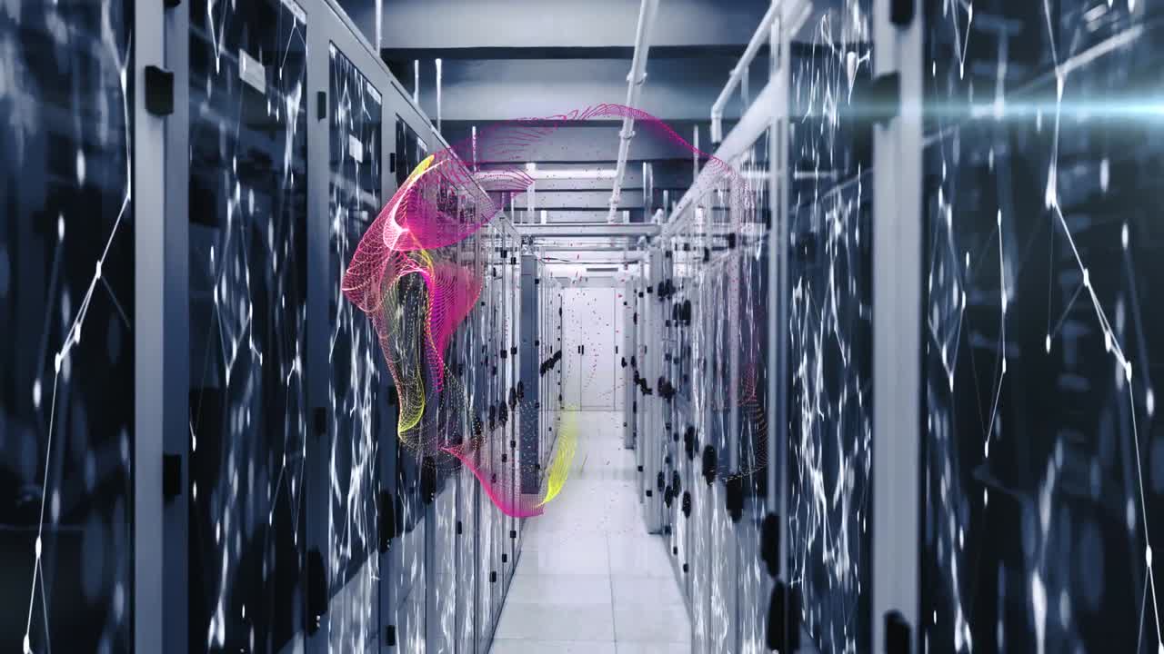 animación de formas sobre la sala del servidor