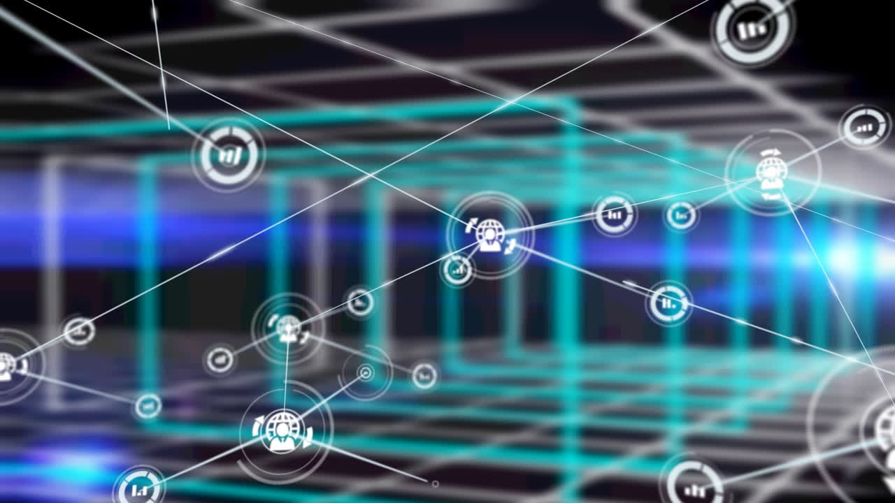 Animation of network of connections on black background