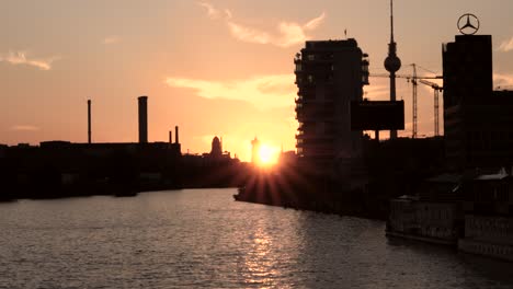 river view in berlin at sunset