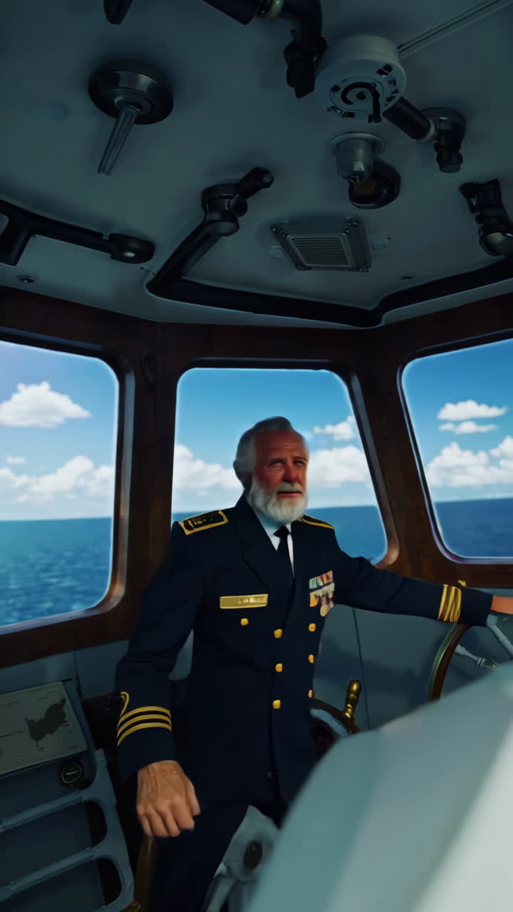 Captain on the bridge