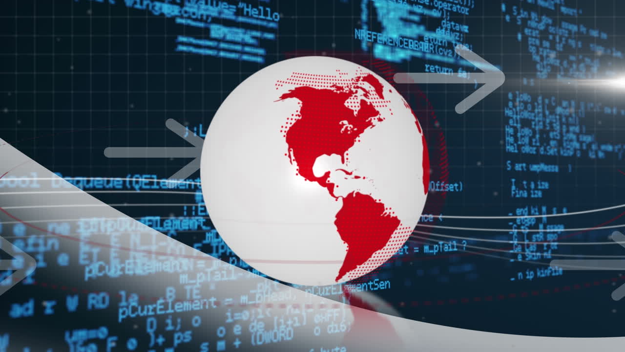 animación del globo, los datos y las flechas sobre fondo negro