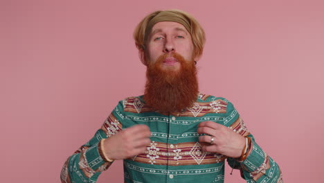 happy man with red beard and bandana