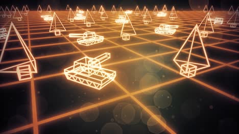 juego retro de los años 80 tanques vhs cinta de video guerra batalla vectorial arcade tron wireframe 4k