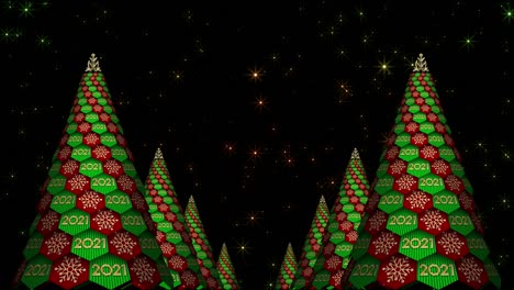 rotation of abstract christmas trees. 2021 year.