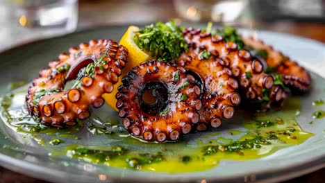 grilled octopus with lemon and herbs
