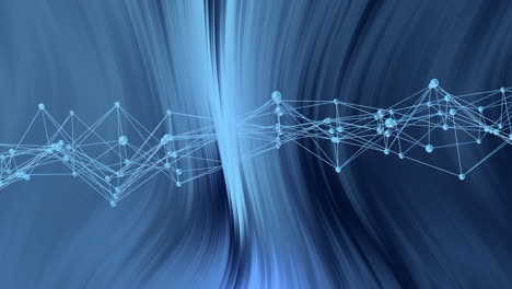 network of connections and data processing animation over blue abstract background