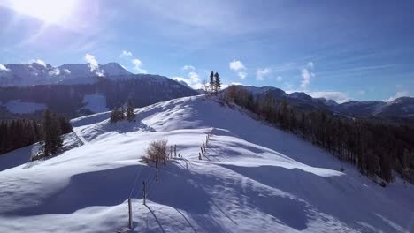 s'élevant le long d'une crête de montagne, clôture enfouie dans la neige, panorama glorieux, hundwiler hoehe, aérien