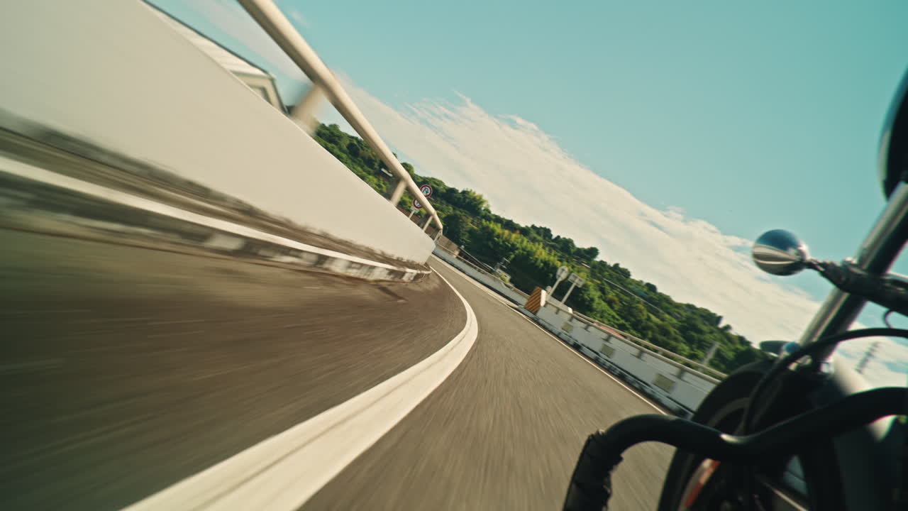 Motorcycle ride on a curved highway
