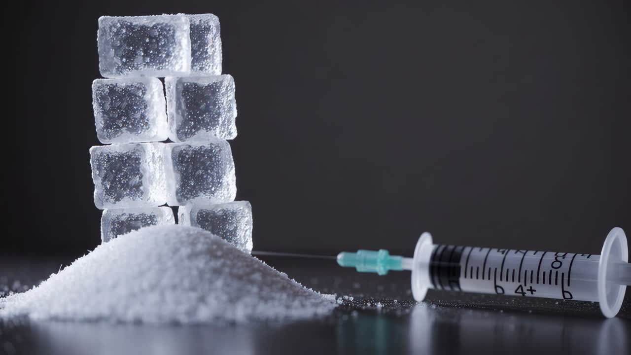Sugar, Ice Cubes, and Syringe
