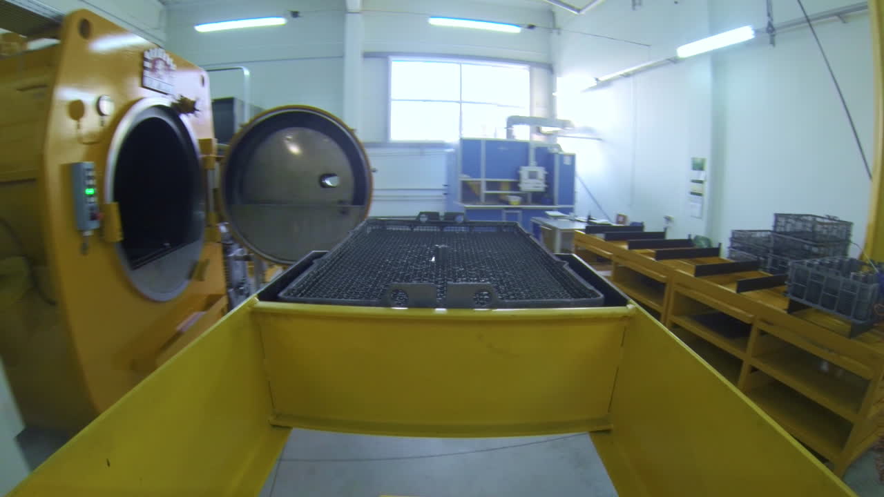 Industrial equipment in factory workshop. Industrial unit for transportation