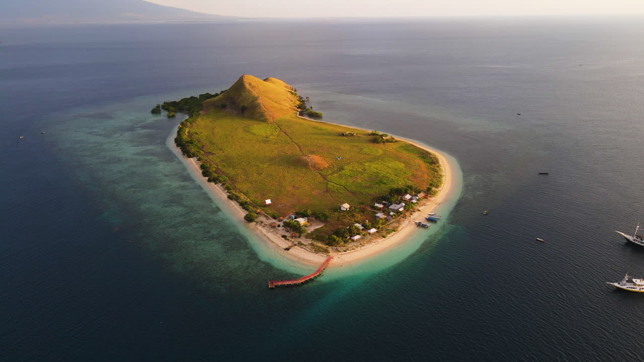 Sunset Scenery Of Kenawa Island In Sumbawa, Indonesia - Aerial Shot