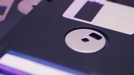 using diskette for old computer. music recorder, playing retro computer games. vintage device for office, obsolete technology. . high quality 4k footage
