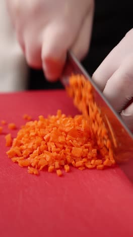 chopping carrots