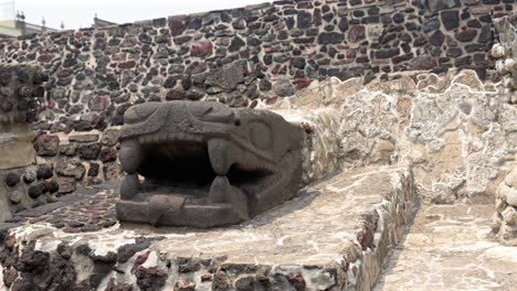 ancient snake sculpture at teotihuacan ruins