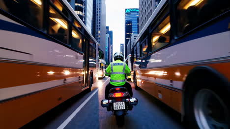 police motorcycle officer in city traffic