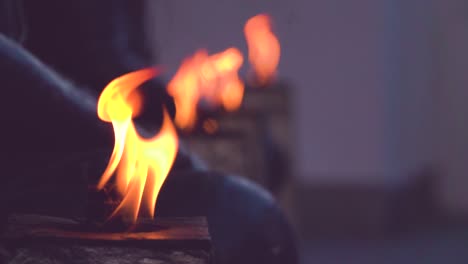 heating and melting glass in burning oven