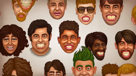 a collection of exaggerated cartoon faces and caricatures