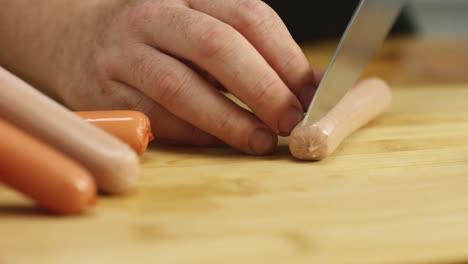 cutting sausages