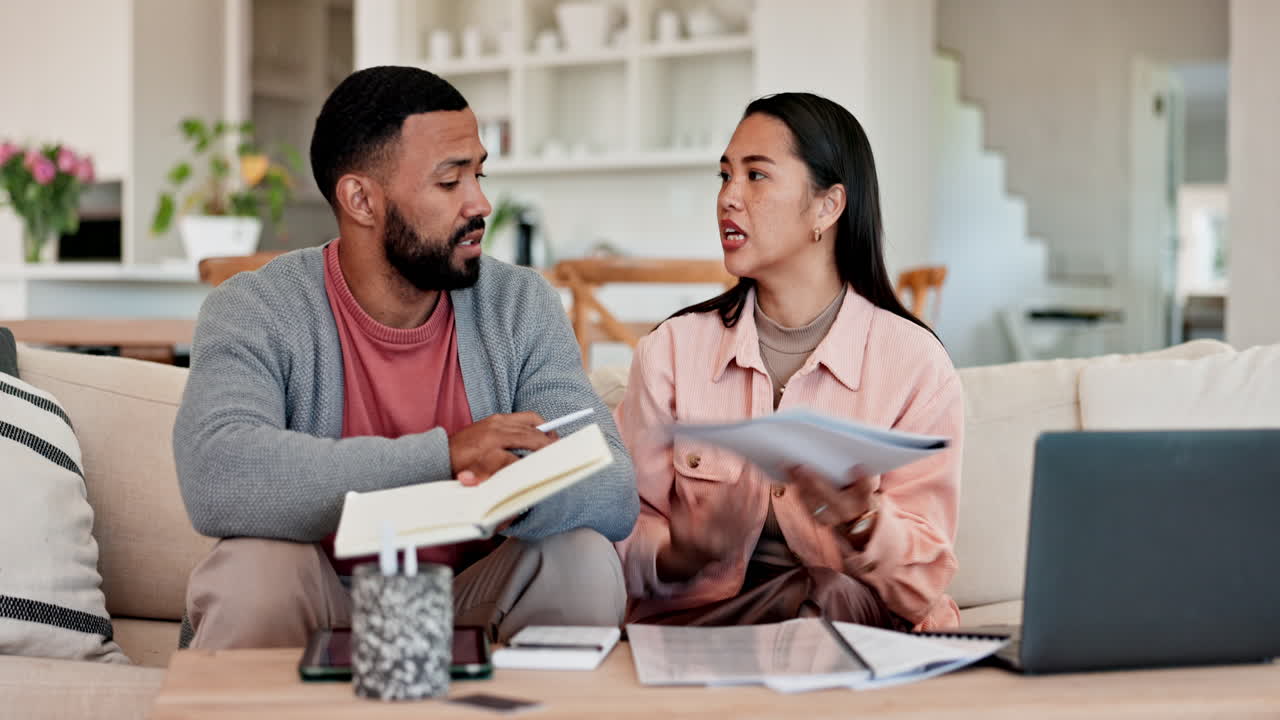 Frustrated couple, documents