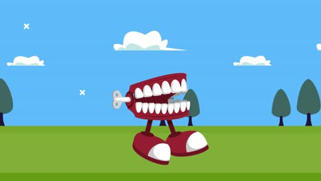 broma dentadura caminando en el campamento