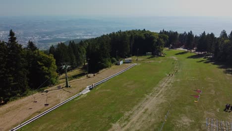 An-aerial-view-of-a-ski-slope-with-lifts-during-summer-in-Europe