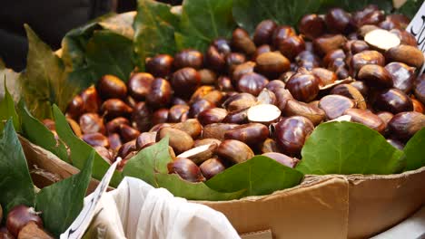 roasted chestnuts at a street market