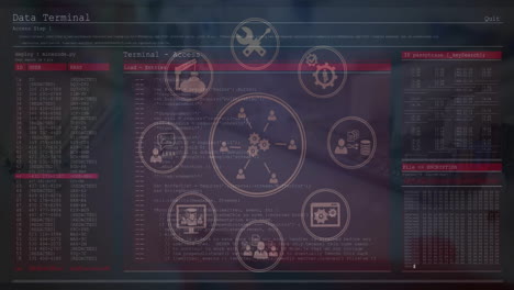 animación del procesamiento de datos financieros sobre el paisaje urbano