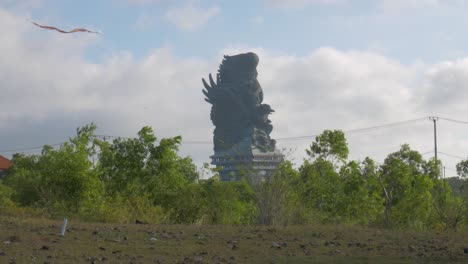 footage of the famous gwk statue which in a big monument in bali on the peninsula bukit