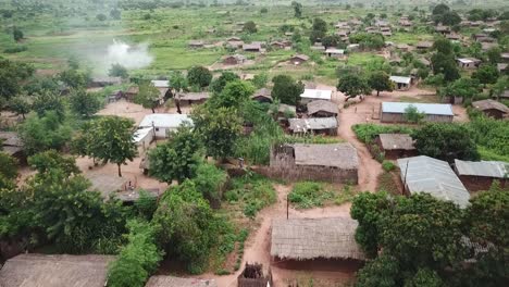 low aerial view small village in northern mozambique